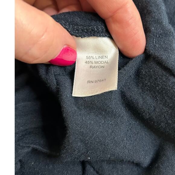 J. Jill V-Neck Tank Front Buttons‎ Linen Blend Navy Blue Womens Large Tall - Picture 7 of 12